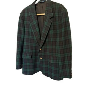 Vintage Pendleton mens Green & Blue 100% Virgin Wool Plaid Blazer Size 44